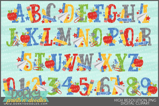 Back to School Alphabet Clipart