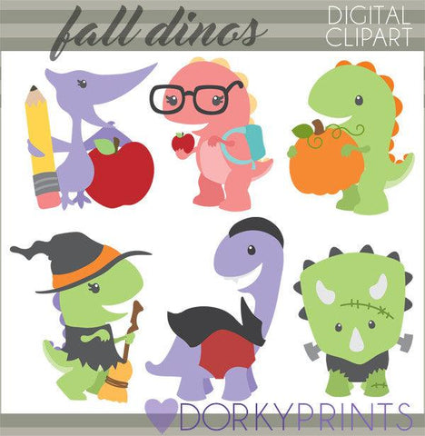 Back to School and Halloween Dino Animals Clipart