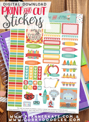 Back to School Print and Cut Planner Stickers