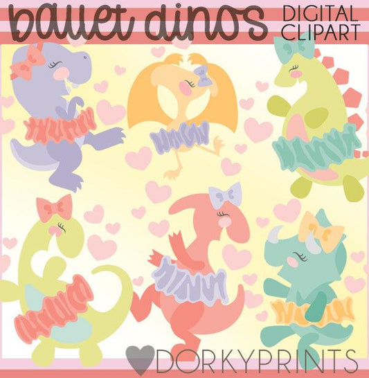 Ballerina Dinosaur Animals Clipart