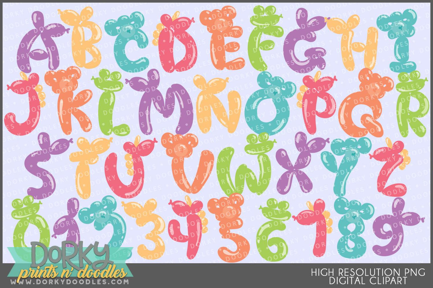 Balloon Animal Alphabet Clipart