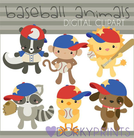 Baseball Animals Clipart