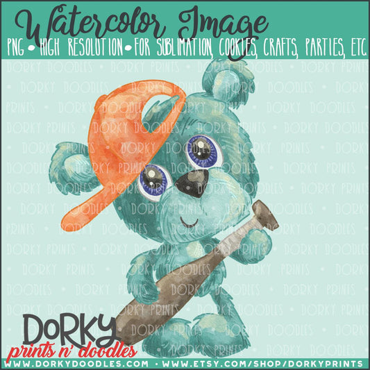 Baseball Bear Watercolor PNG