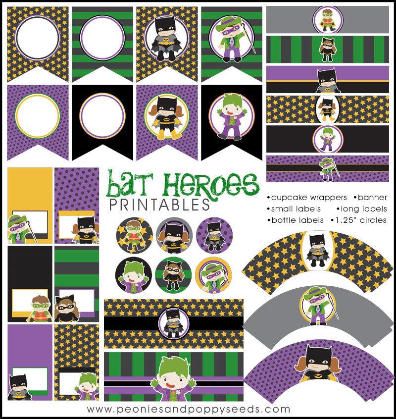 Bat Heroes Birthday Party Printables