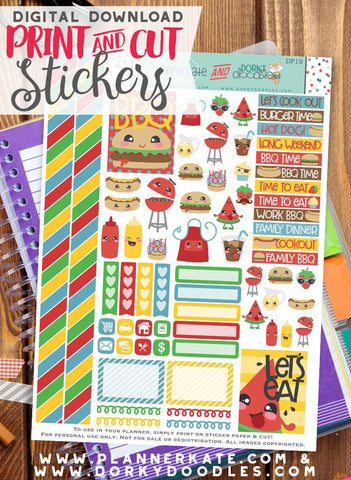 BBQ Print and Cut Planner Stickers