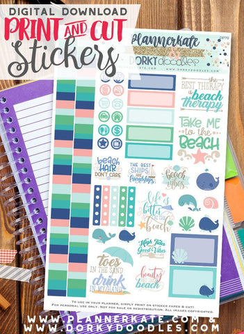 Beaches Print and Cut Planner Stickers