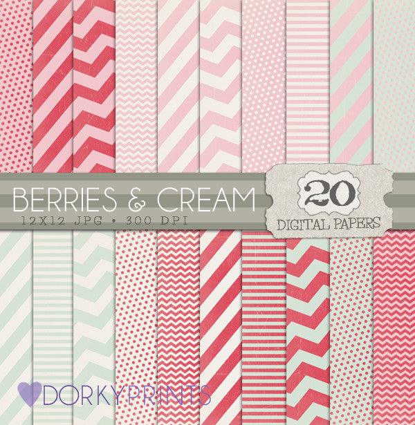 Berries and Cream Digital Paper Pack