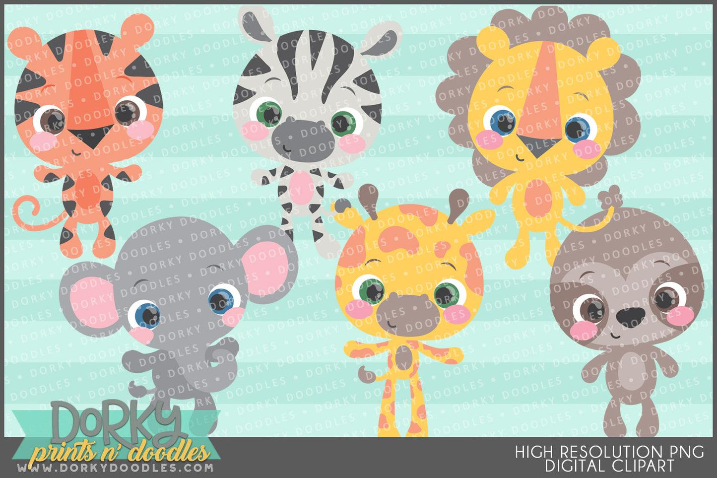 Big Eye Jungle Animals Clipart