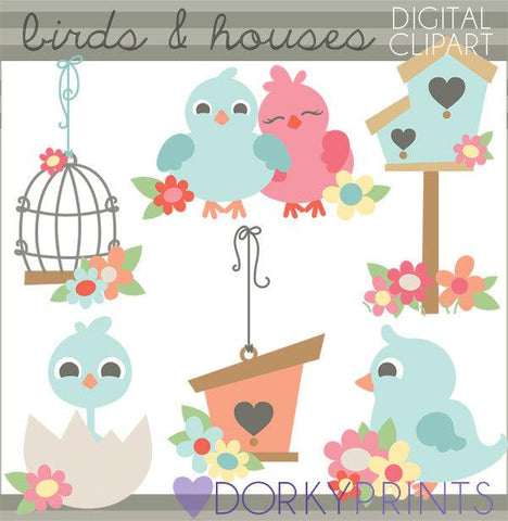 Birdhouse and Spring Bird Clipart