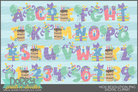 Birthday Alphabet  Clipart