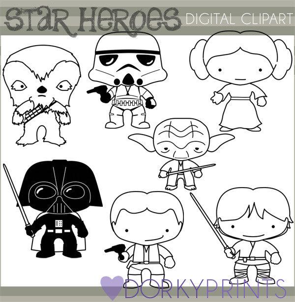 Black Line 1 Star Hero Clipart