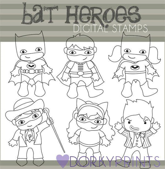 Black Line Bat Hero Clipart