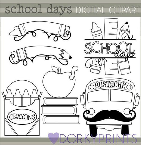 Black Line Days of School Clipart