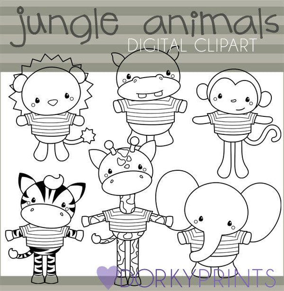 Colored Jungle Animals Doodles