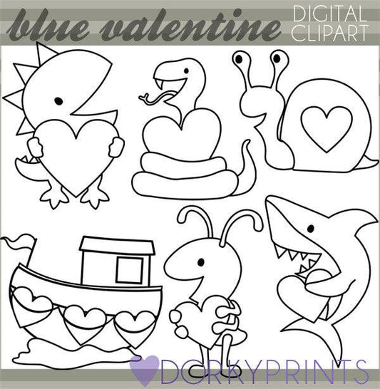 Blackline Boy Valentine Clipart