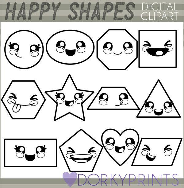 Blackline Shapes School Clipart