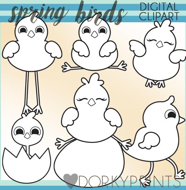 Blackline Spring Bird Clipart