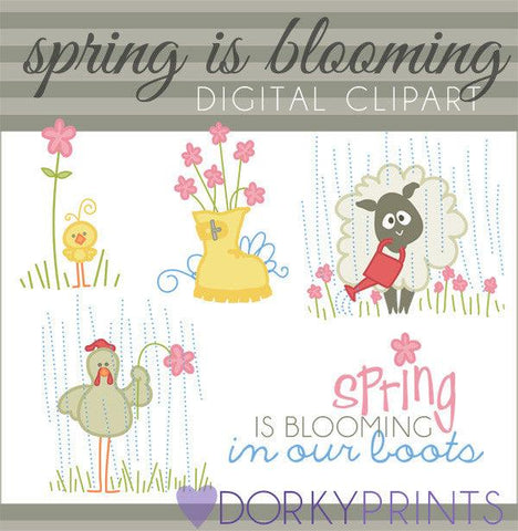 Blooming in Our Boots Spring Clipart