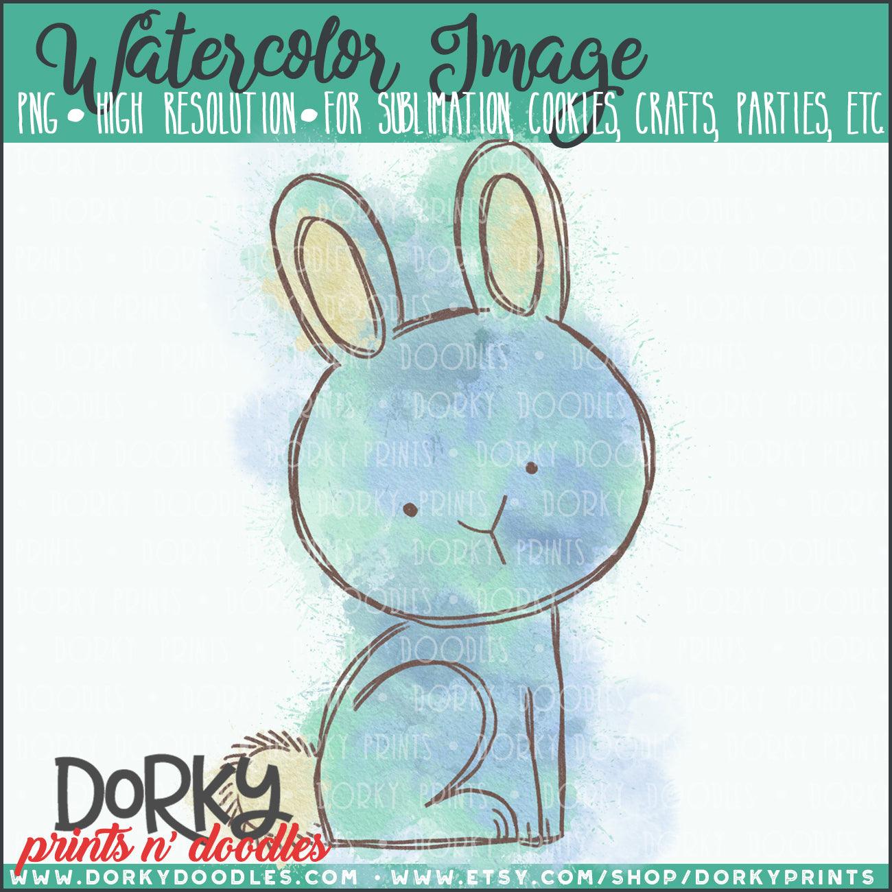 Blue Bunny Splatter Watercolor PNG