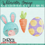 Blue Easter Bunny Trio Watercolor PNG