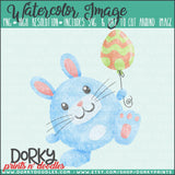 Blue Easter Bunny Watercolor PNG