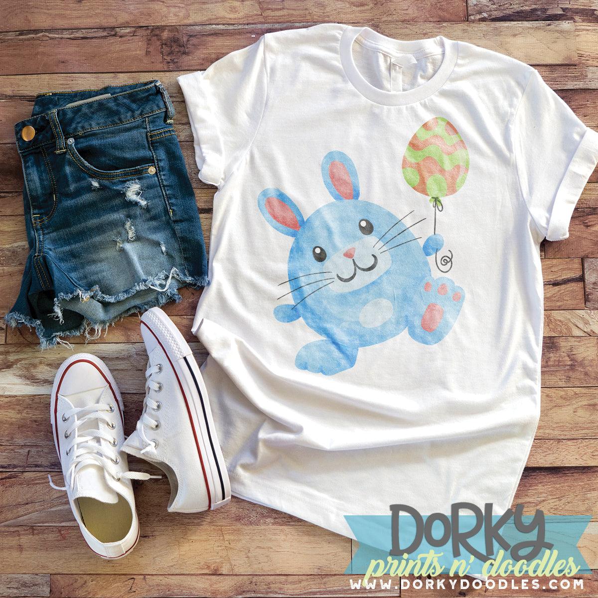 Blue Easter Bunny Watercolor PNG