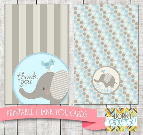 Blue Elephant Thank You Cards Baby Shower Printables