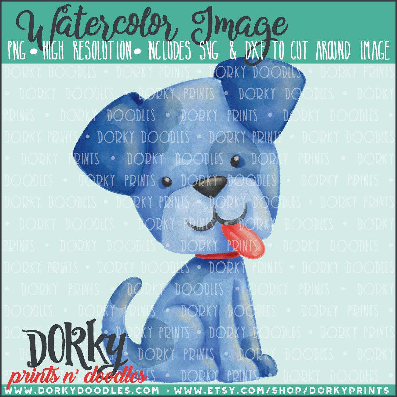 Blue Puppy Watercolor PNG