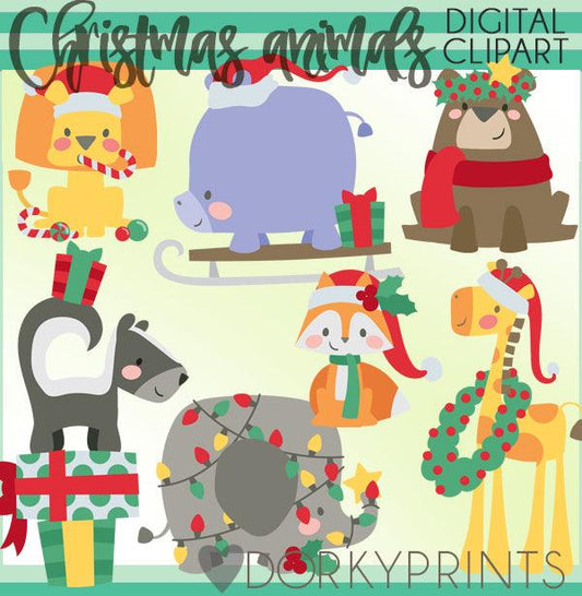 Boxy Animal Christmas Clipart