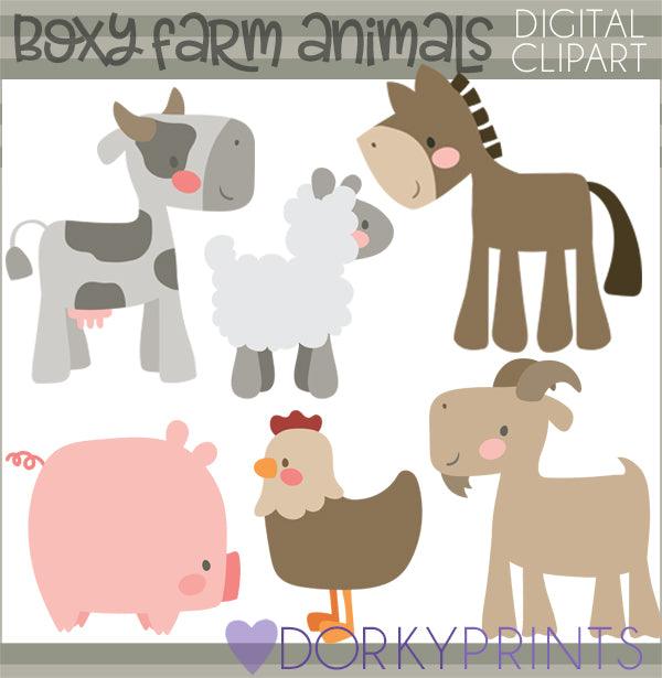 Boxy Farm Animals Clipart