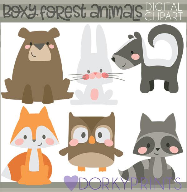 Boxy Forest Animals Clipart – Dorky Doodles