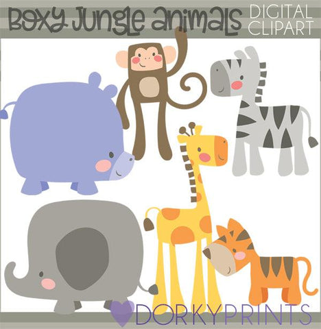 Boxy Jungle Animals Clipart