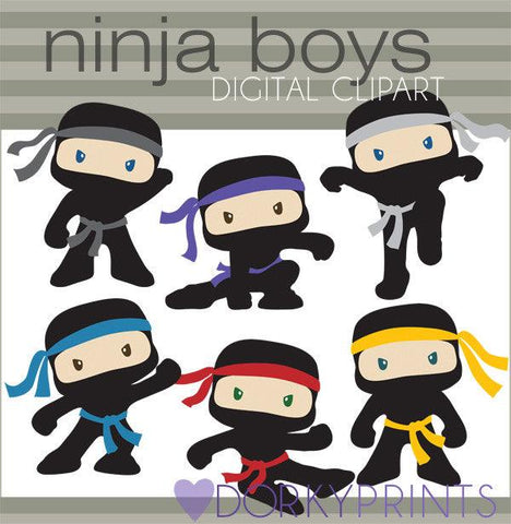 Boy Ninjas with No Weapons Hero Clipart