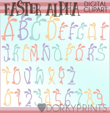 Bunny Ears Alphabet  Clipart