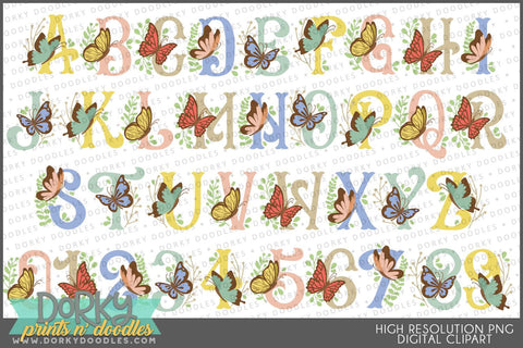 Butterfly Alphabet Clipart - Dorky Doodles