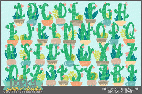 Cactus and Succulent Alphabet Clipart