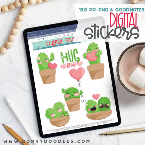 Cactus Love Digital Planner Stickers - Dorky Doodles