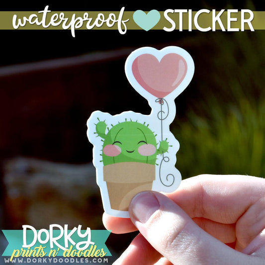 Cactus Love Large Waterproof Sticker