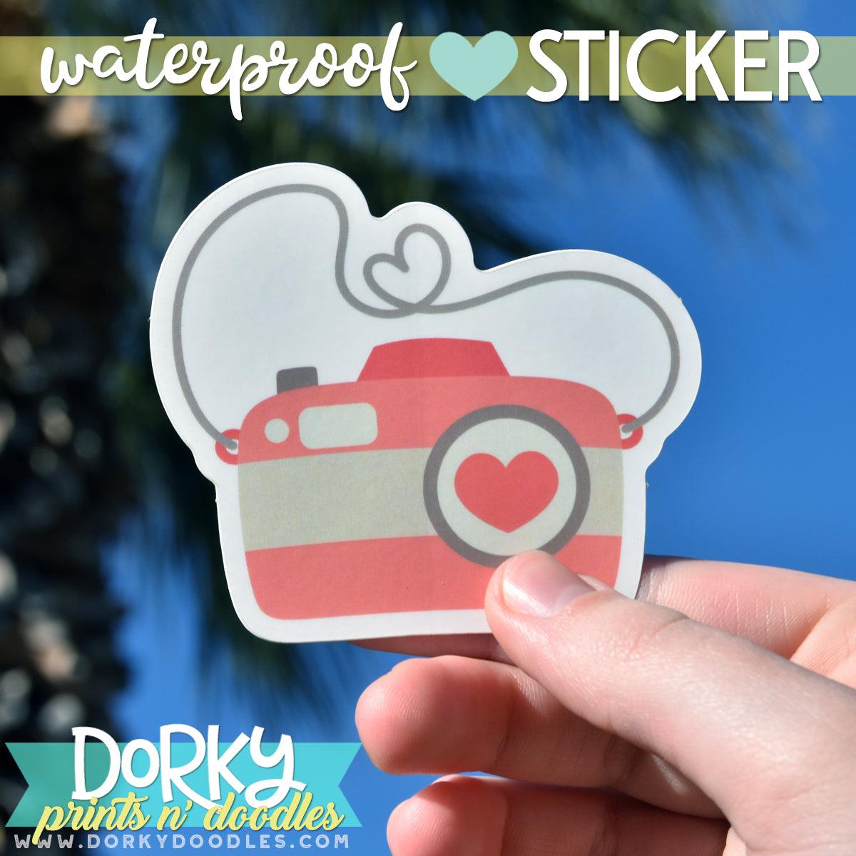 Camera Large Waterproof Sticker – Dorky Doodles