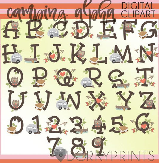 Camping Alphabet Clipart