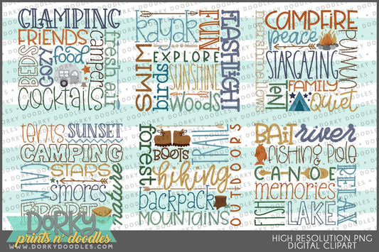 Camping Subway Art Summer Clipart - Dorky Doodles