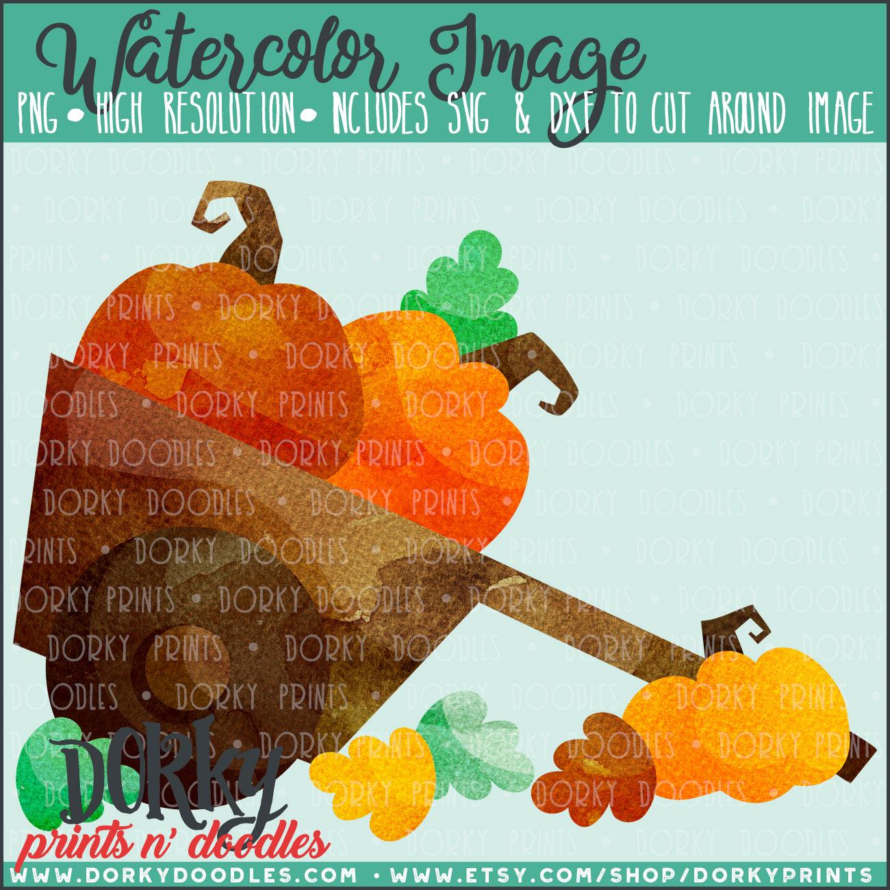 Cart of Pumpkins Watercolor PNG