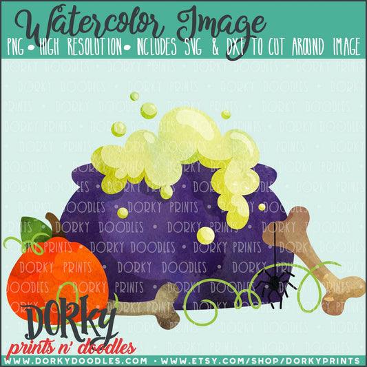 Cauldron Watercolor PNG