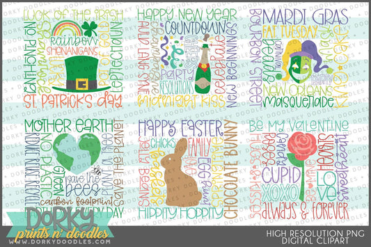 Celebrate Subway Art Holiday Clipart - Dorky Doodles