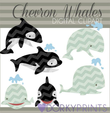 Chevron Whales Summer Clipart