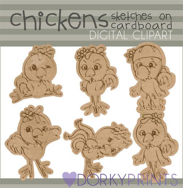 Chicken Sketches Animals Clipart