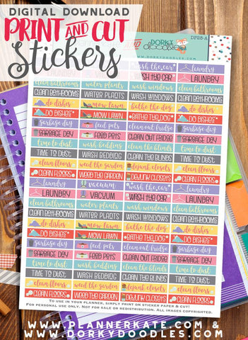 Chore Headers Print and Cut Planner Stickers