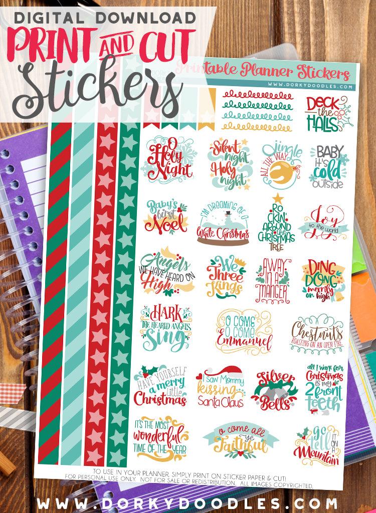 Christmas Carols Print and Cut Planner Stickers