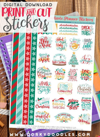 Christmas Carols Print and Cut Planner Stickers