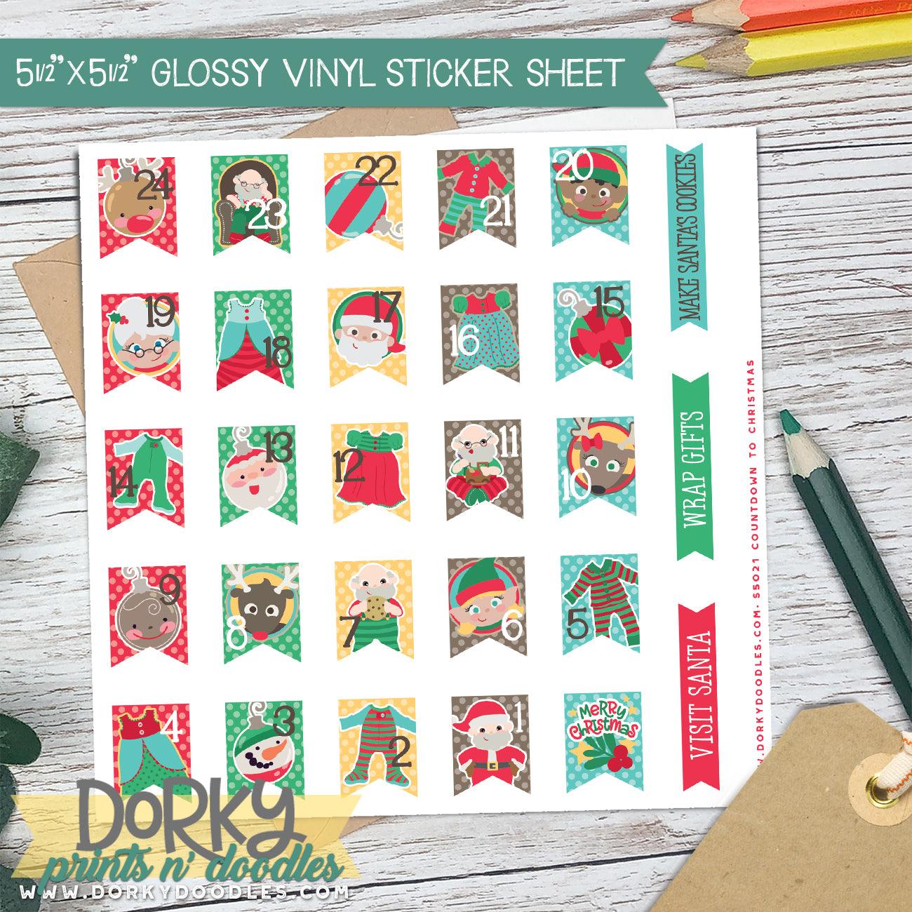 Christmas Countdown Stickers Sheet